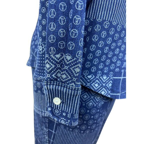 Lands’ End Blue Patchwork Women’s Shirt & Elastic Waist Pants Set Size S - New - Picture 10 of 16